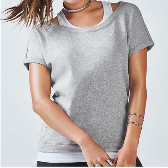 Fabletics Tops - Fabletics Tasha Short Sleeve 2-in-1 Sweatshirt